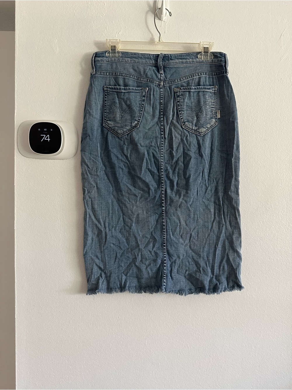 MOTHER the straight A love Blue Denim Pencil Midi Skirt 26